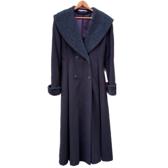 Rare Laura Ashley Vintage Black Wool Victorian Cossack Style Coat Women's Size 8 - Picture 11 of 14